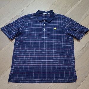 Bobby Jones Masters Golf Polo Men's sz L Blue/Pink Square Graphic Short Sleeve